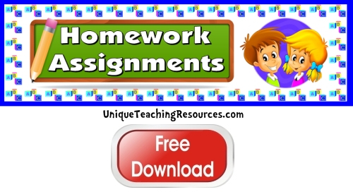 Click here to download this free homework assignments bulletin board display banner