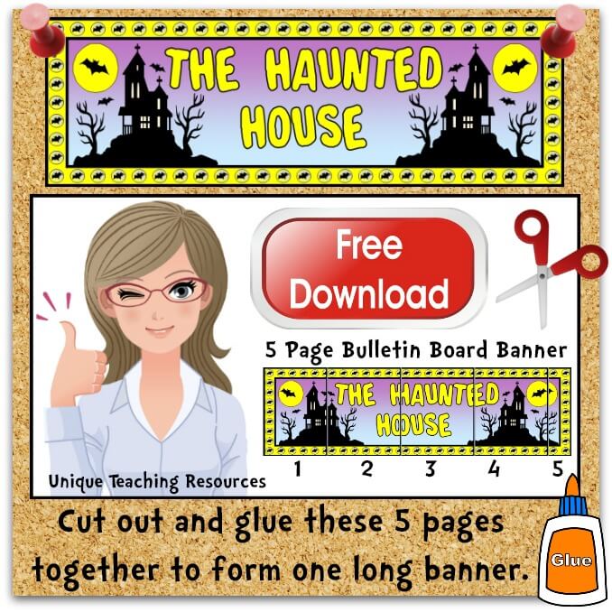 Download Free Halloween Haunted House Classroom Bulletin Board Display Banner