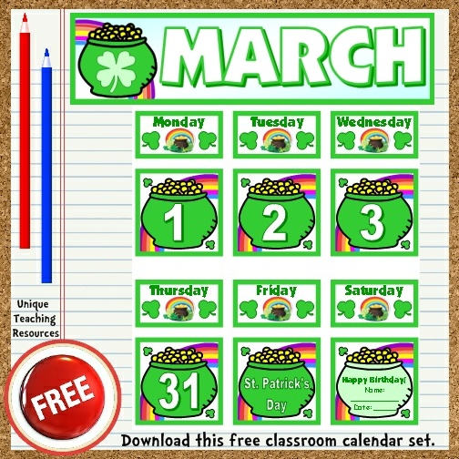 Calendar Pocket Chart Printables