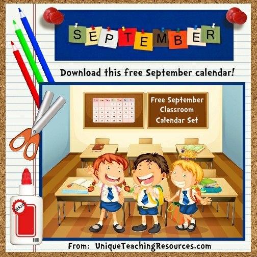 Free Printable September Classroom Calendar For School Teachers