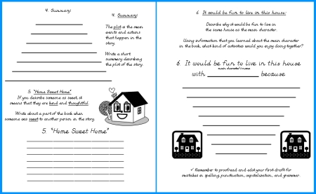 House Book Report Project First Draft Reading Worksheets