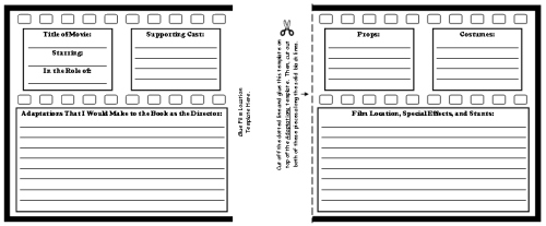 Movie Camera Book Report Templates and Graphic Organizers