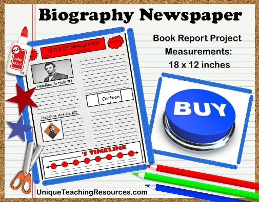 Nonfiction Biography Newspaper Book Report Projects For Elementary School Students