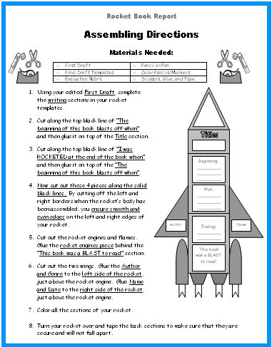 Directions for making rocket book report projects