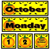 October Calendar Display for Pocket Charts