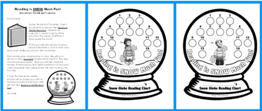 Snow Globe Reading Sticker Chart Set Parent Letter