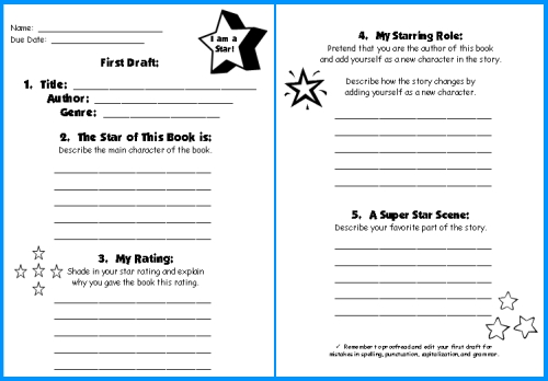 Primary school book report template