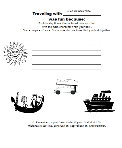 Suitcase Book Report Projects First Draft Printable Worksheets