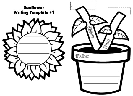 Spring Sunflower Creative Writing Templates for Elementary Students