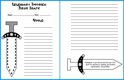 Writing Myths and Legends Creative Writing First Draft Worksheets