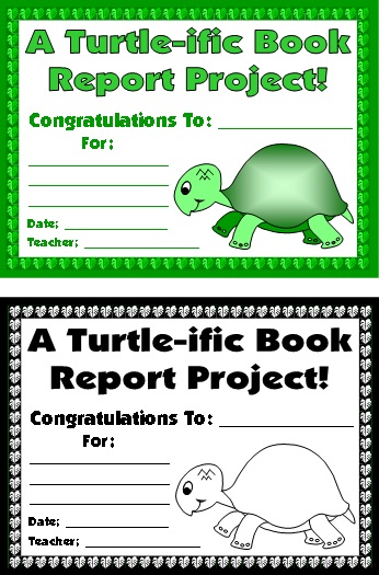 Turtle Award Certificate For Elementary School Students