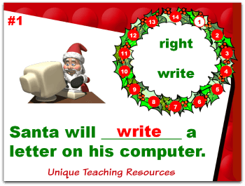 Christmas powerpoint lesson that reviews homophones.