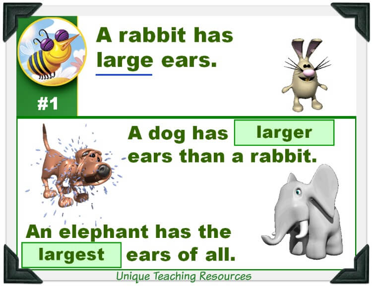 This fun powerpoint lesson reviews comparative and superlative words.