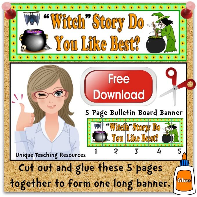 Download Free Halloween Reading Witch Bulletin Board Display Banner