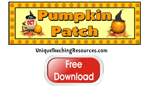 Click here to download this free Halloween Pumpkin Patch bulletin board display banner