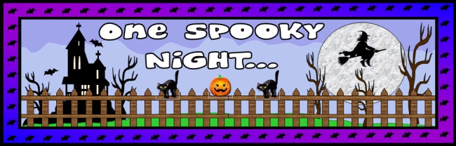 Free Halloween teaching resource to download - One Spooky Night bulletin board banner