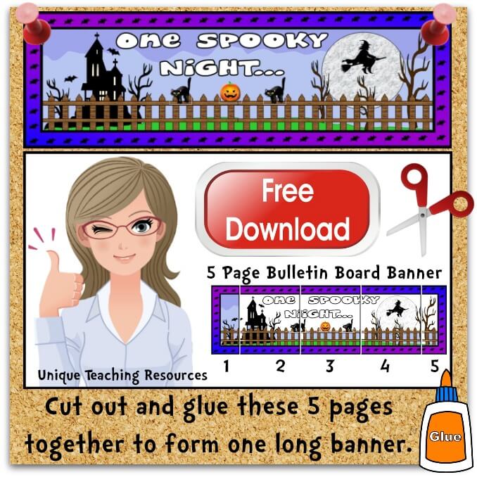 Download Free Halloween One Spooky Night Bulletin Board Display Banner
