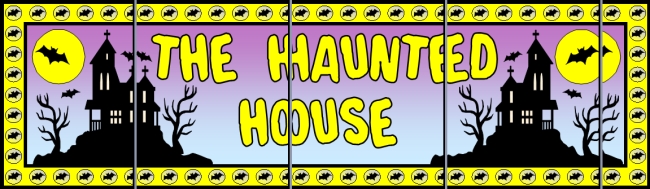 Assemble these 5 pages together to create a free Halloween haunted house bulletin board display banner for your classroom.