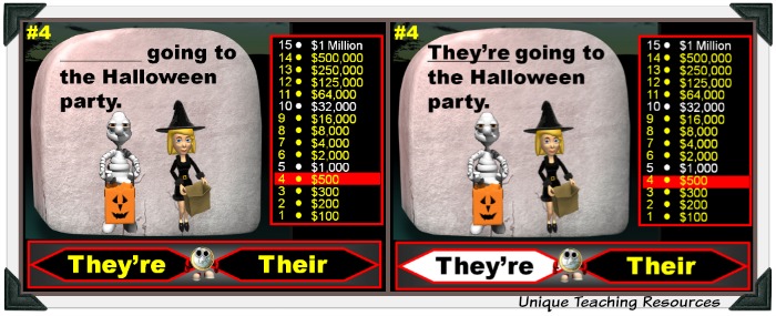 This fun Halloween powerpoint lesson review homophones.