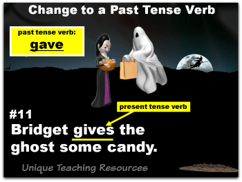 Fun Halloween powerpoint lesson that reviews verbs.