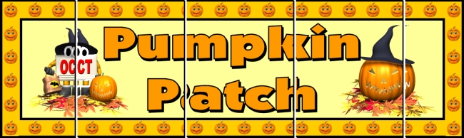 Assemble these 5 pages together to create a free Halloween pumpkin patch bulletin board display banner for your classroom.