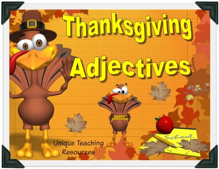 Review adjectives with your students using this fun Thanksgiving powerpoint.