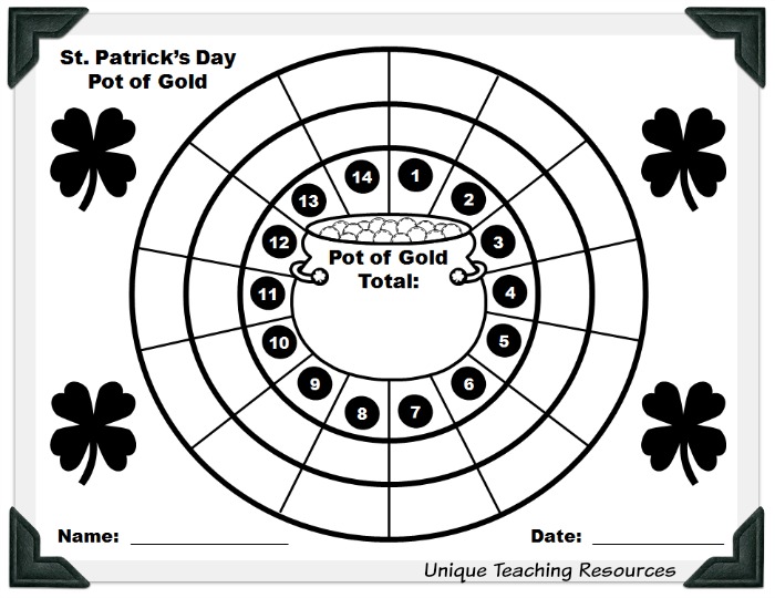 Student worksheet for St. Patrick's Day powerpoint lesson.