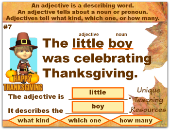 Click here to view Thanksgiving adjectives powerpoint.
