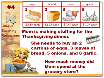 Click here to view Thanksgiving math word problems powerpoint.