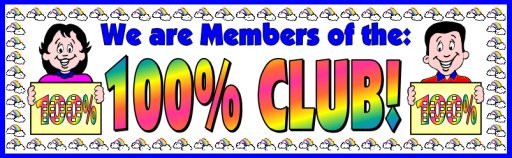 100 Percent Club (100%) Bulletin Board Display Banner Sticker Chart Set