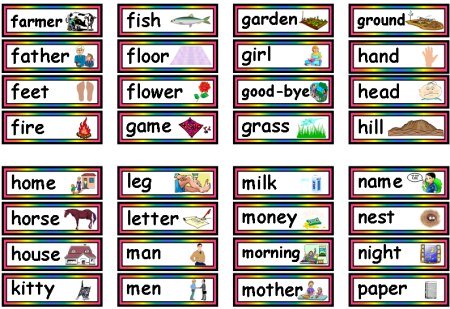 Free 95 Dolch Nouns Sight Words Printable Flashcards and Teaching Resources