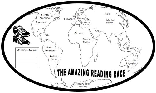 Amazing Reading Race Around the World Map for Elementary Students