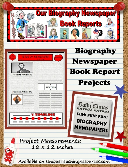 biography book report newspaper templates worksheets and grading colonial times newspaper template