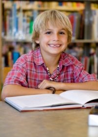 Learning Dolch Sight Words Boy in Library