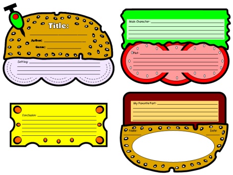 Cheeseburger Book Report Projects Templates and Printable Worksheets