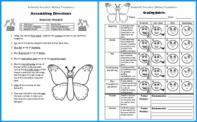 Butterfly Story Writing Templates Grading Rubric