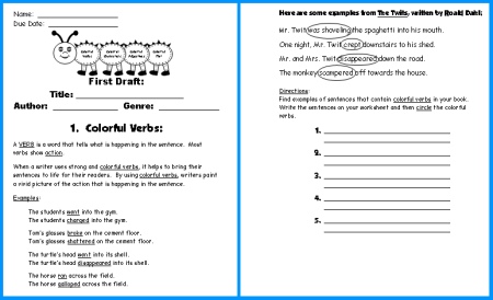 Caterpillar Book Report Project First Draft Writing Worksheets