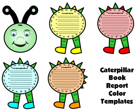 Caterpillar Book Report Project Templates and Worksheets and Lesson Plans