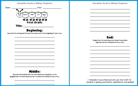 Spring Caterpillar Story Writing Worksheets First Drafts
