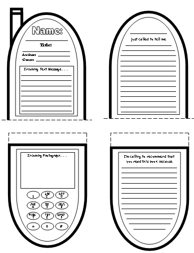 Cell Phone Book Report ProjectsTemplates and Worksheets Elementary School Students