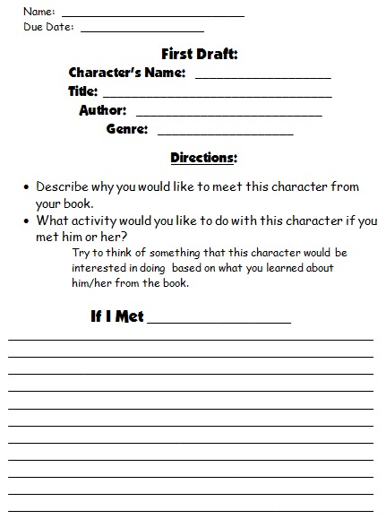 Character Body Book Report Project Templates Worksheets Rubric