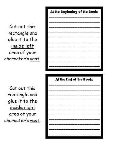 Main Character Book Report Projects Printable Worksheets
