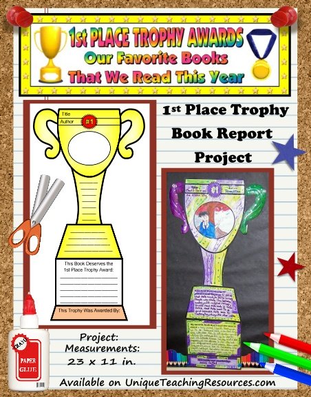 Fun Book Report Project Ideas - First Place Trophy Award Templates