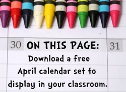 Download Free April Classroom Calendar Set