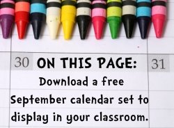 Download Free September Classroom Calendar Set