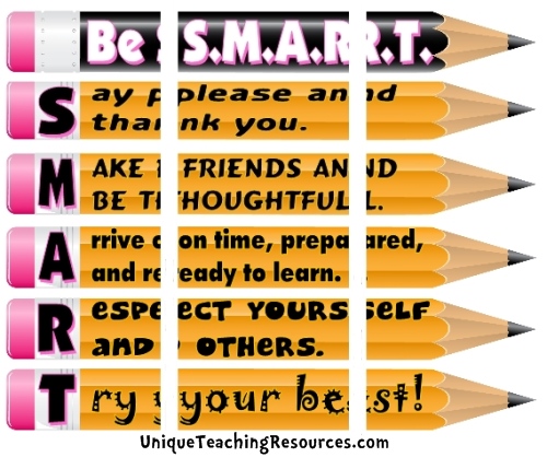 Assemble these 3 pages together to create a free classroom rules bulletin board display.