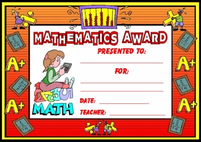 Free Math Award Certificate For Elementary Students