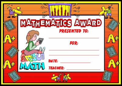 Free Math Award Certificate For Elementary Students