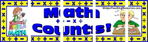 Assemble these 5 pages together to create a free math bulletin board display banner for your classroom.