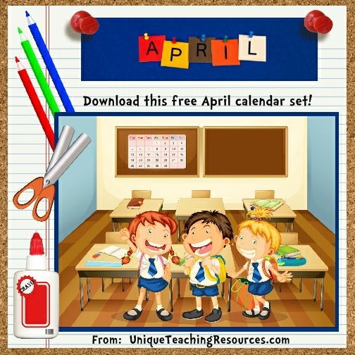 Free Printable April Classroom Calendar For School Teachers